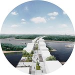 Вид моста-дуги через Днепр. Изображение предоставлено авторами