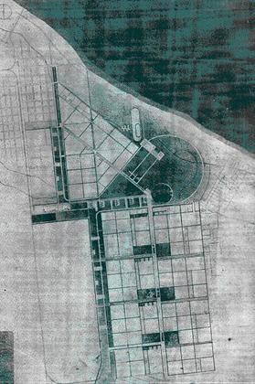 Рис. 14.   Схема планировки соцгорода Чарджуя.  Бригада ВОПРА. арх. Балян, Бабуров, Заславский, Кычаков, Файфель. 1931. Источник:  Пояснительная записка к проекту планировки Чарджуя // Советская архитектура. 1931, № 1-2 с. 78-80., С. 78